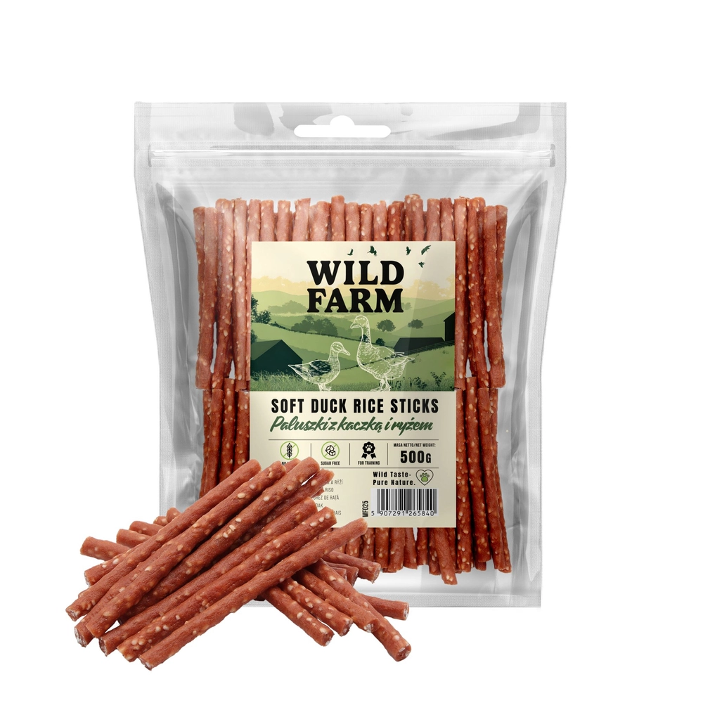 Wild Farm paluszki z kaczką i ryżem 500 g