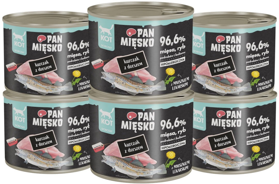 Pan Mięsko kurczak z dorszem adult 200 g × 6