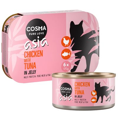 Cosma Asia Indoor kurczak, tuńczyk w galaretce 170 g × 6