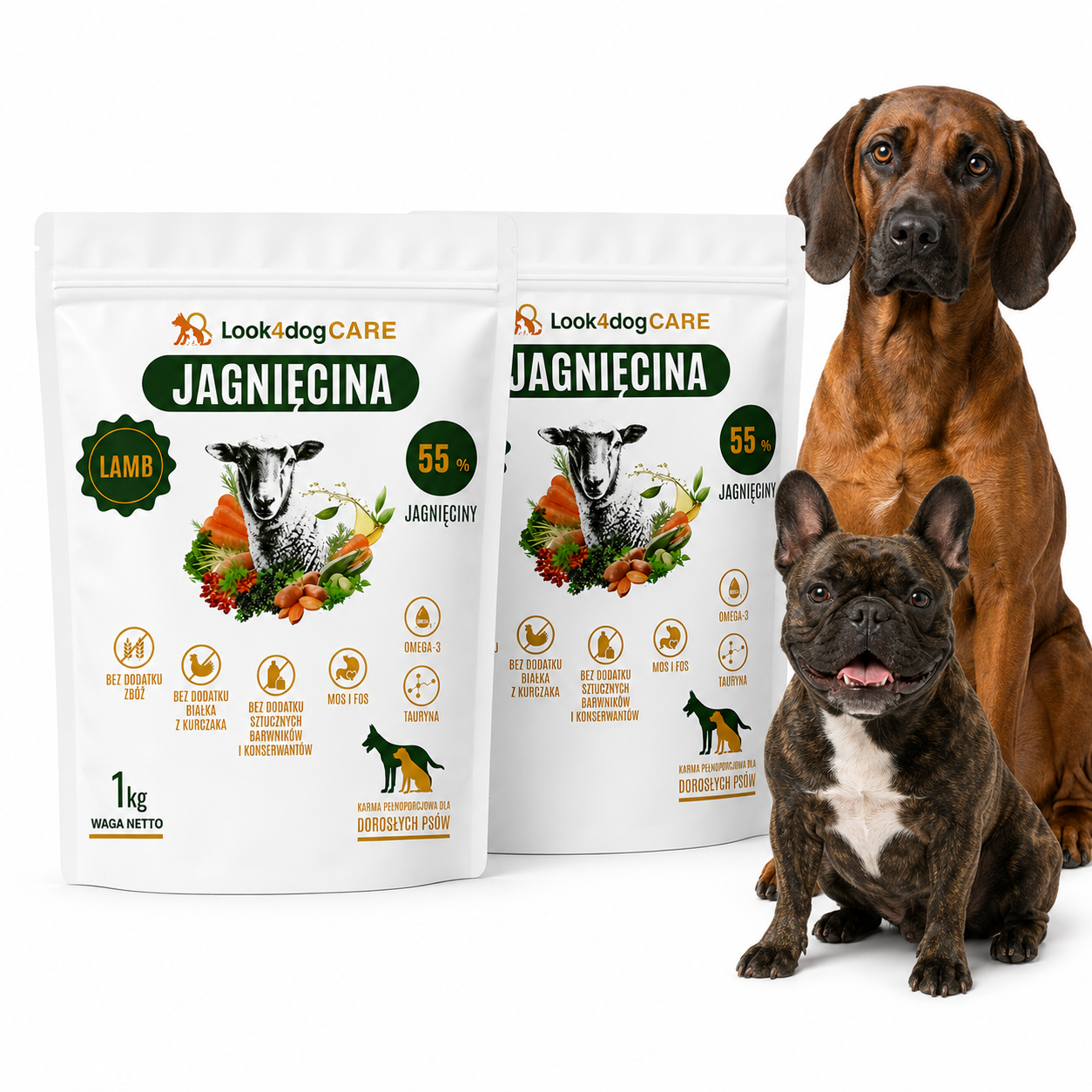 Look4dog CARE jagnięcina adult 1 kg × 2