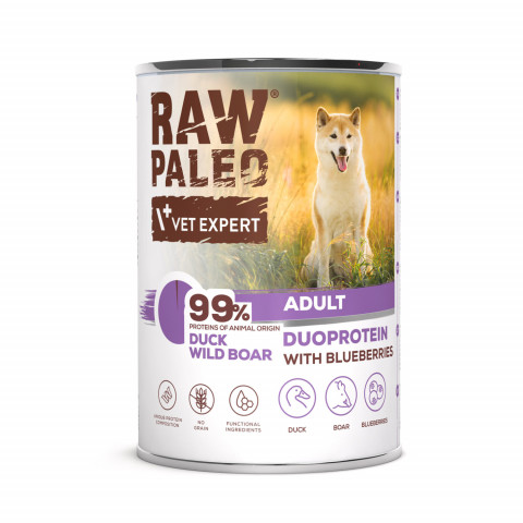 VetExpert Raw Paleo kaczka, dzik adult 400 g