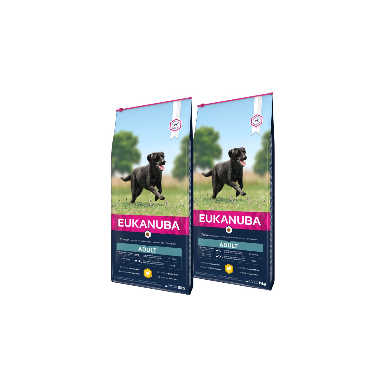 Eukanuba Adult kurczak duże rasy 15 kg × 2