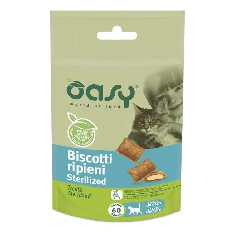 Oasy Sterilised ciasteczka z nadzieniem adult 60 g