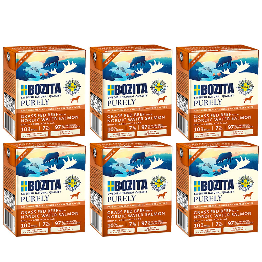 Bozita Purely wołowina, łosoś adult 370 g × 6