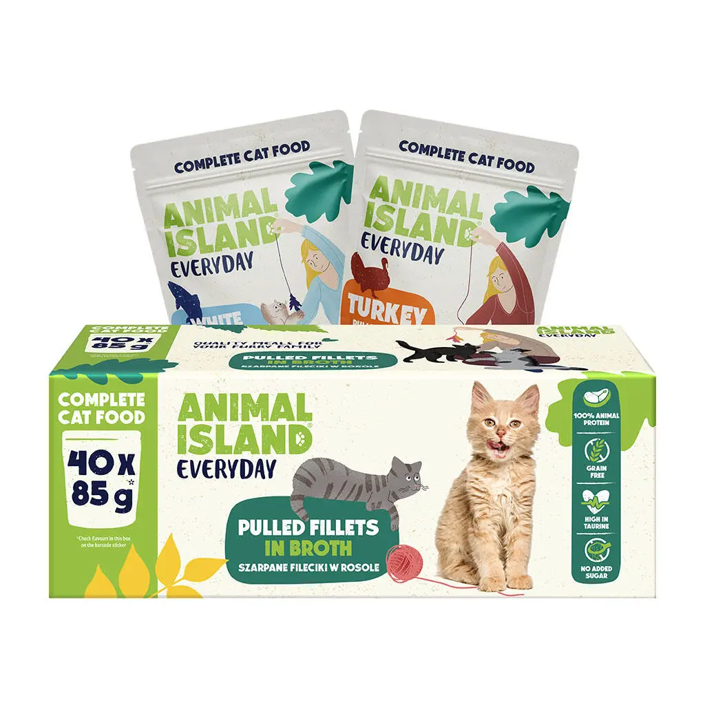 Animal Island Everyday indyk, biała ryba w bulionie 85 g × 40