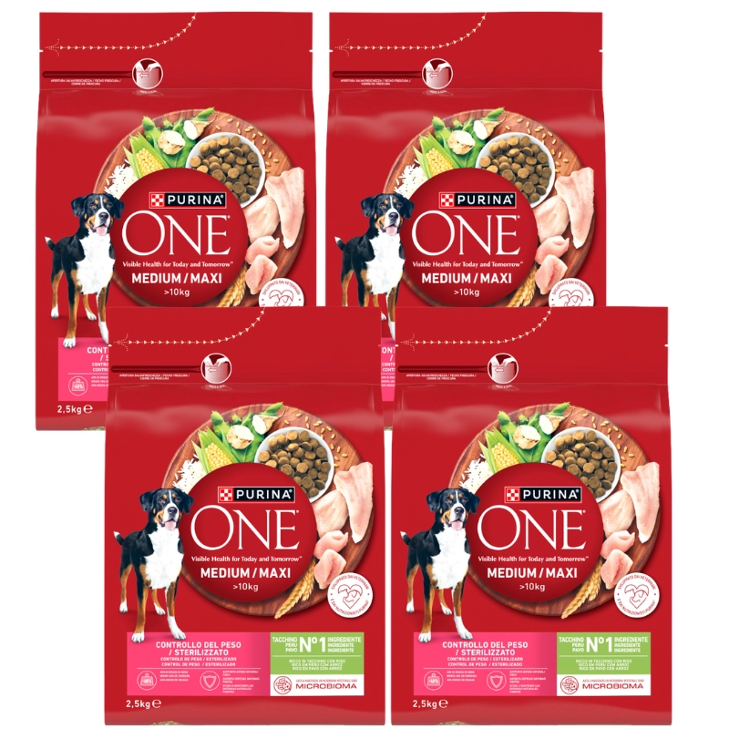 Purina ONE Weight Control/Sterilized indyk średnie rasy, duże rasy 2.5 kg × 4