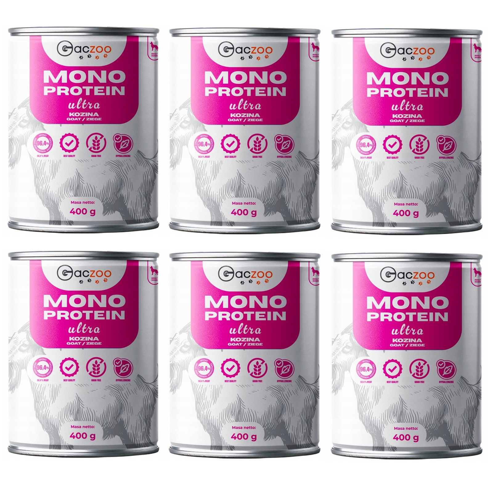 Gaczoo Mono Protein Ultra kozina adult 400 g × 6