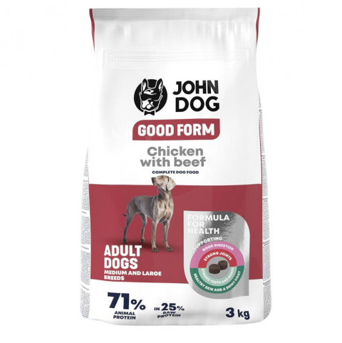 John Dog Good Form kurczak, wołowina adult średnie i duże rasy 3 kg