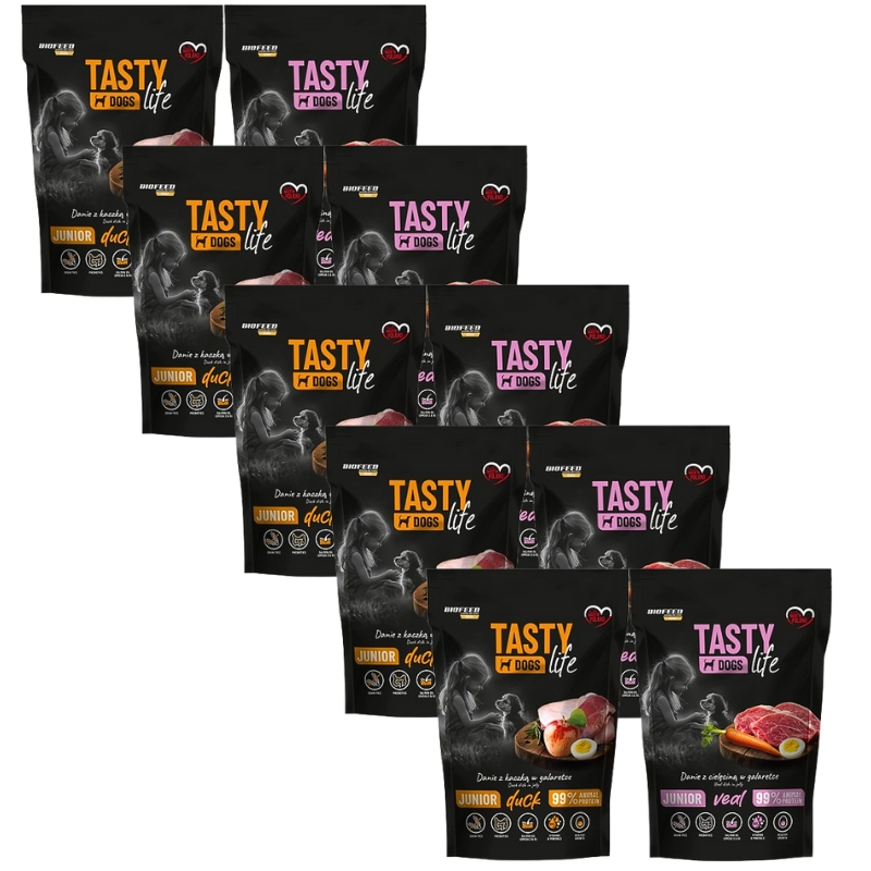BioFeed Tasty Dogs Life mix smaków junior 500 g × 10
