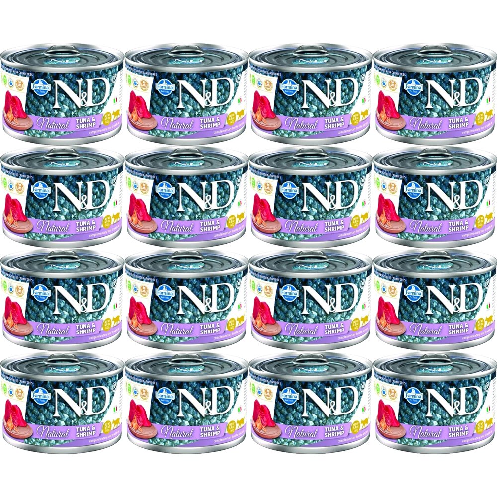 Farmina N&D Natural krewetki, tuńczyk kawałki adult 140 g × 12