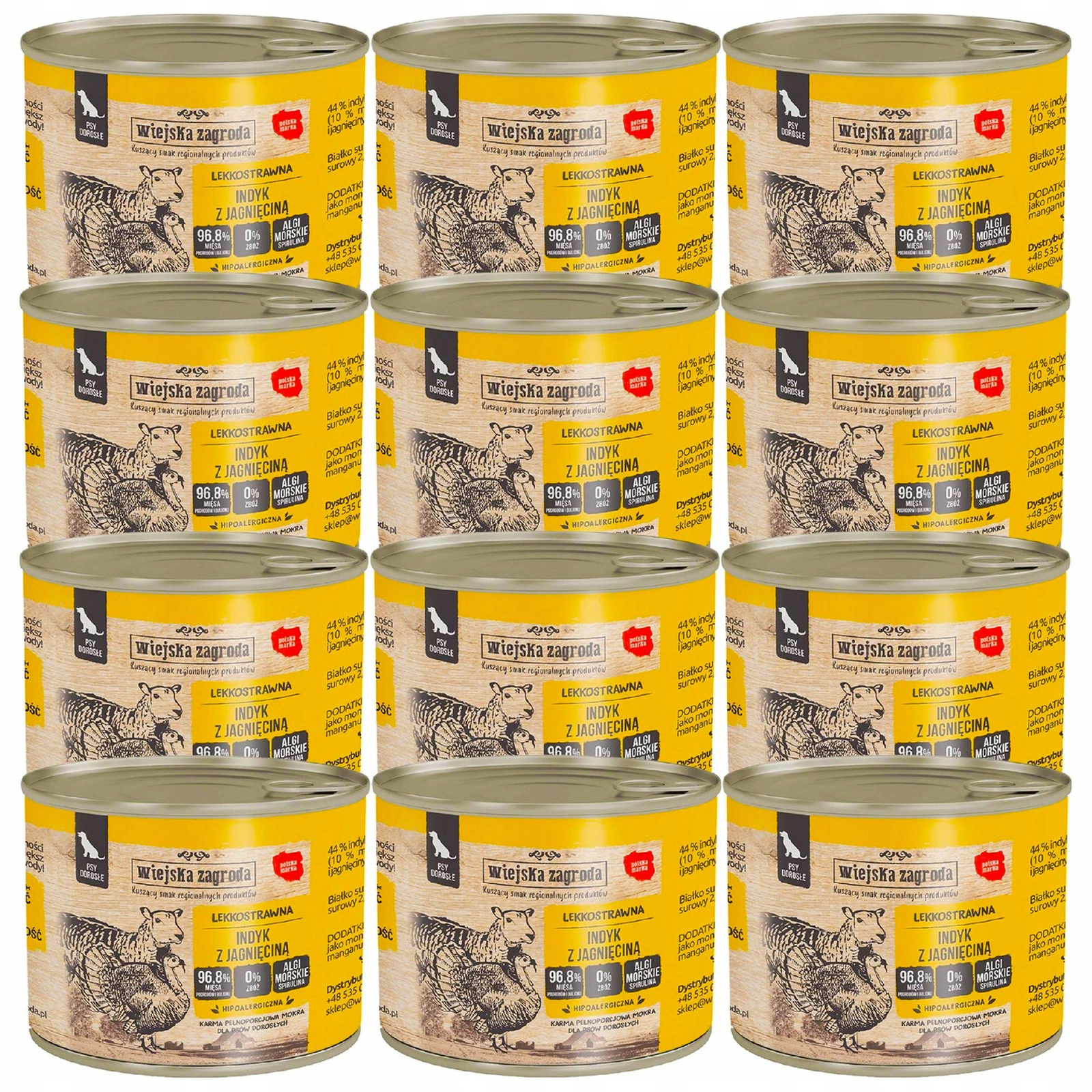 Wiejska Zagroda indyk, jagnięcina 200 g × 12