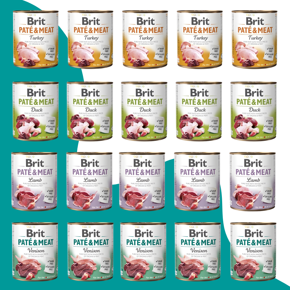 Brit Pate & Meat dziczyzna, indyk, jagnięcina, kaczka, królik, kurczak, wołowina, łosoś adult 800 g × 24