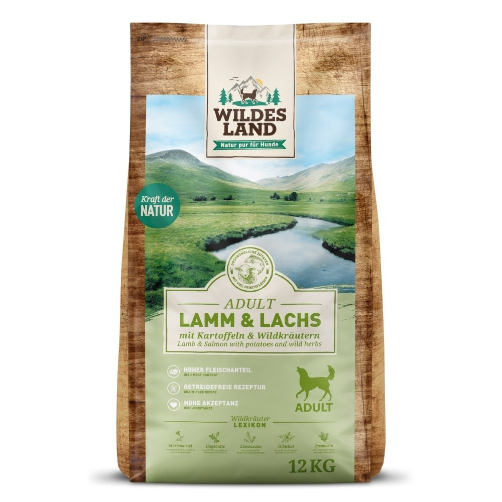 Wildes Land Dog jagnięcina, łosoś adult duże rasy 12 kg