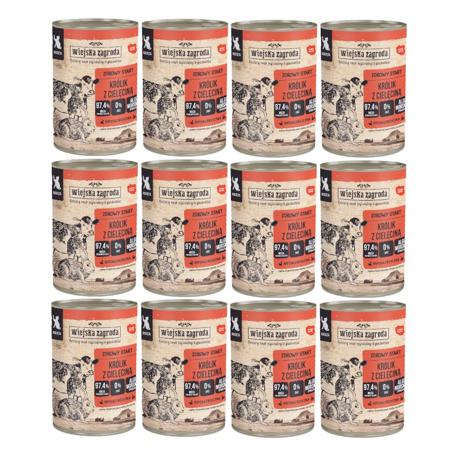 Wiejska Zagroda cielęcina, królik w bulionie kitten 400 g × 12