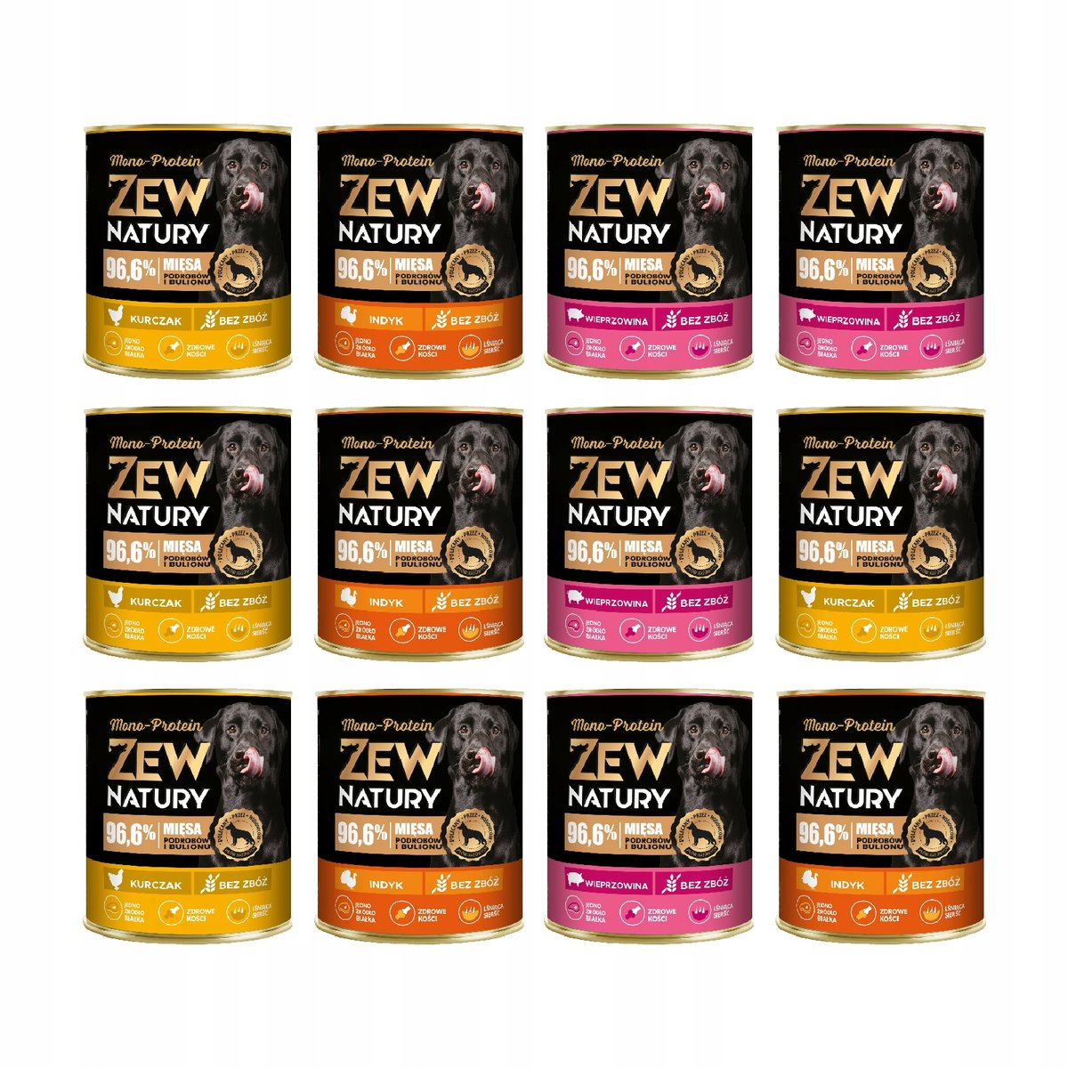 Zew Natury Mono-Protein indyk, kurczak, wieprzowina duże rasy 800 g × 12