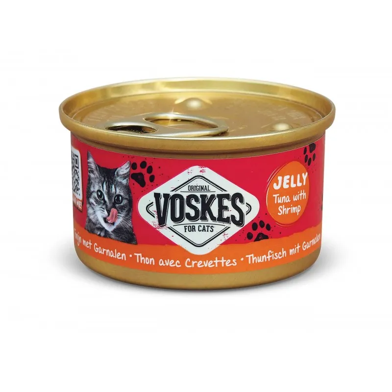 Voskes krewetki, tuńczyk w galaretce adult 85 g