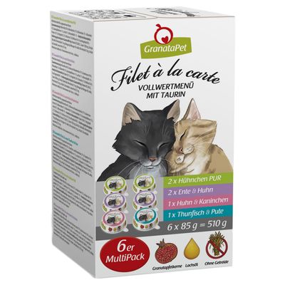 GranataPet Filet À La Carte Sensitive Skin & Coat mix smaków kawałki 85 g × 6