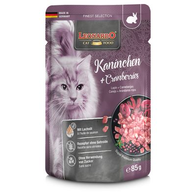 Leonardo Finest Selection Sensitive królik z żurawiną kawałki 85 g × 16