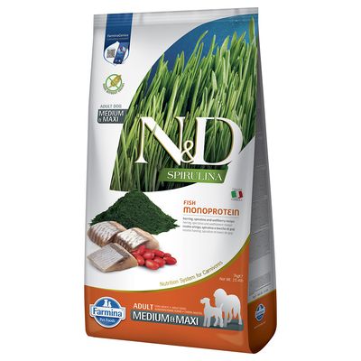 Farmina N&D Spirulina śledź adult średnie rasy, duże rasy 7 kg × 2