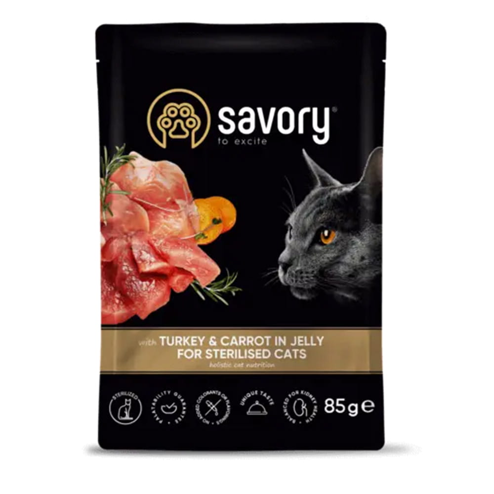 Savory Sterilised indyk z marchewką w galaretce adult 85 g