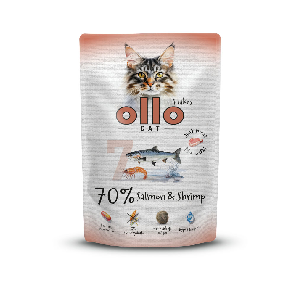 Ollo Nr 7 Hairball łosoś, krewetki w sosie 85 g