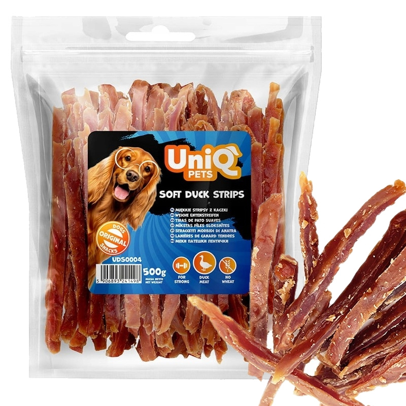 Uniq Pets miękkie stripsy z kaczki 500 g