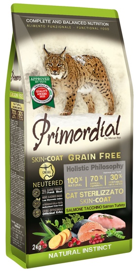 Primordial Grain Free Sterilised Skin & Coat łosoś, indyk adult 2 kg