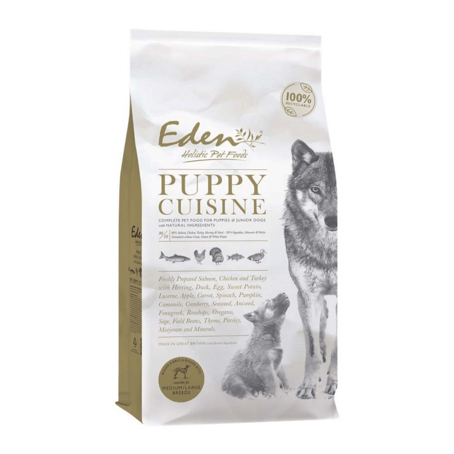 Eden Puppy Cuisine indyk, kaczka, kurczak, łosoś, śledź puppy średnie i duże rasy 12 kg