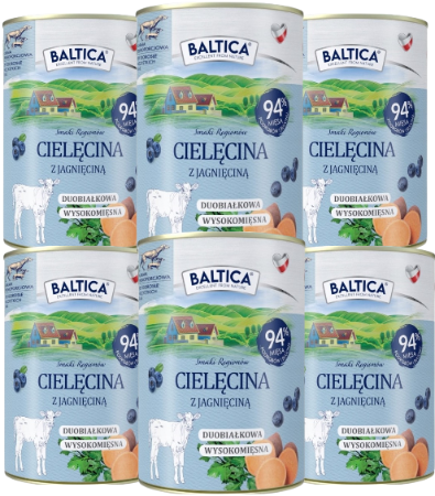 Baltica Smaki Regionów cielęcina, jagnięcina adult 400 g × 6
