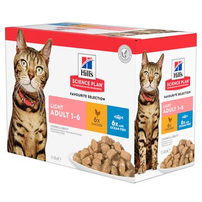 Hill's Science Plan Light mix smaków w sosie adult 85 g × 12