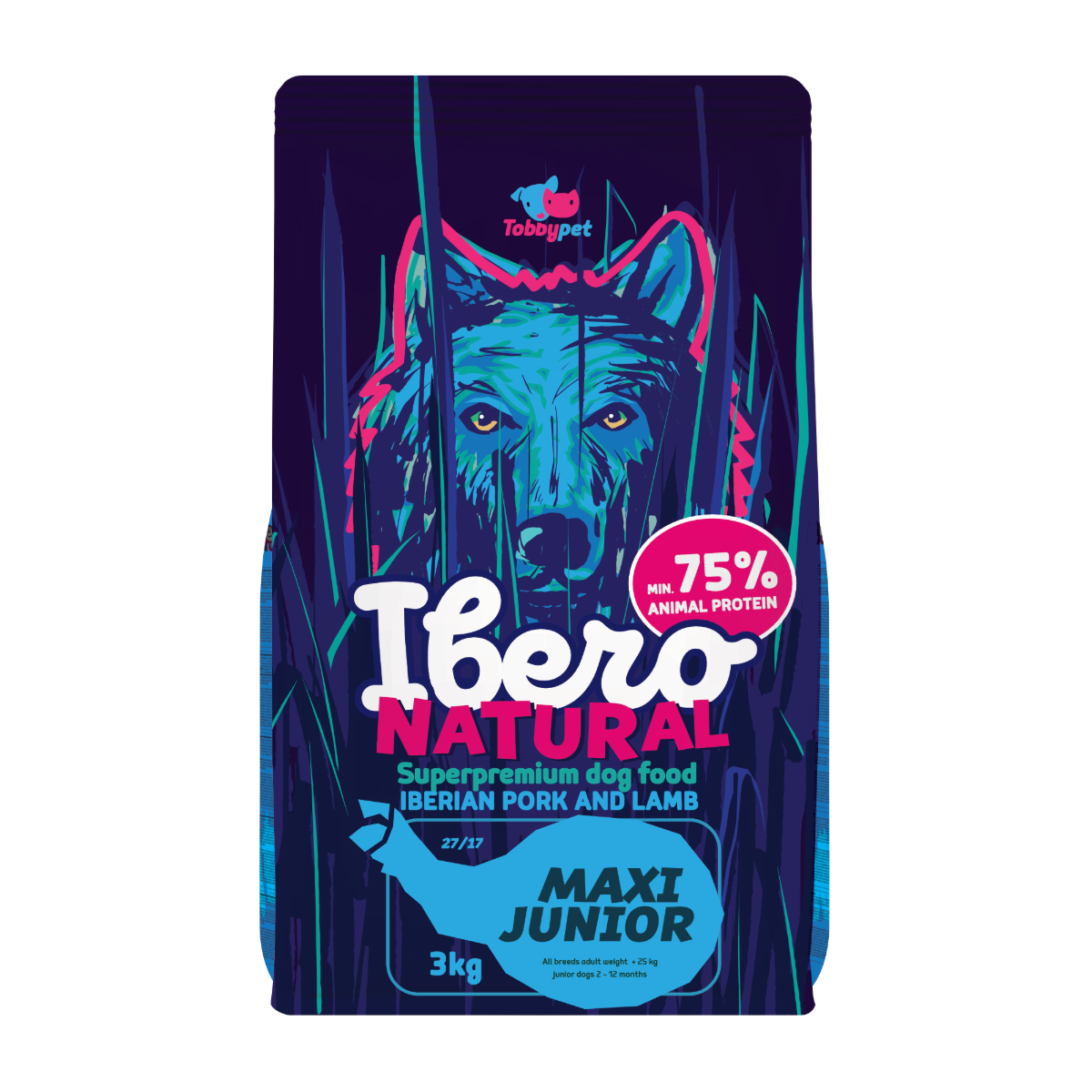 Ibero Natural Dog Maxi dziczyzna z ryżem, jagnięcina z ryżem junior duże rasy 3 kg