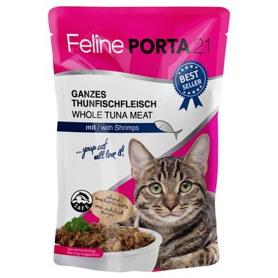 Porta 21 Feline Sensitive krewetki, tuńczyk w bulionie adult 100 g × 24