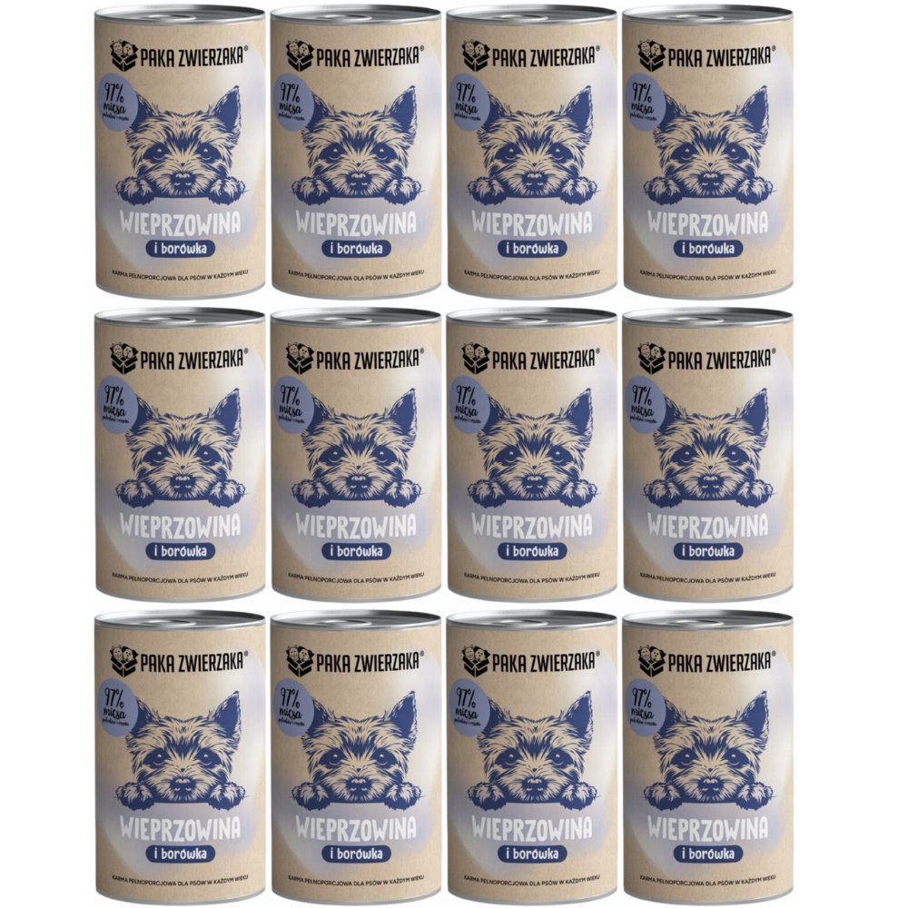 Paka Zwierzaka wieprzowina z borówką 400 g × 12