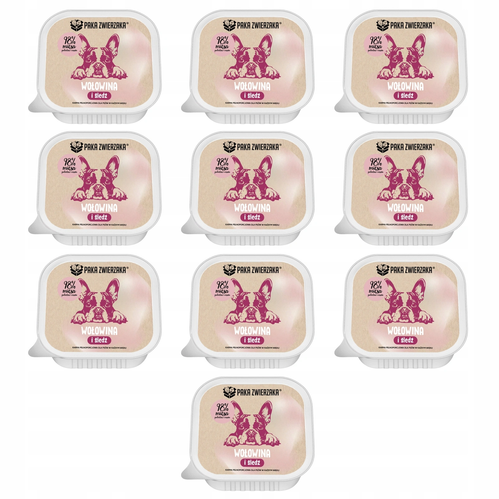 Paka Zwierzaka wołowina, śledź 150 g × 10