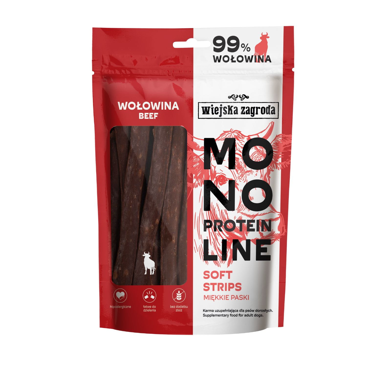 Wiejska Zagroda Monoprotein Soft Stripes wołowina adult 100 g
