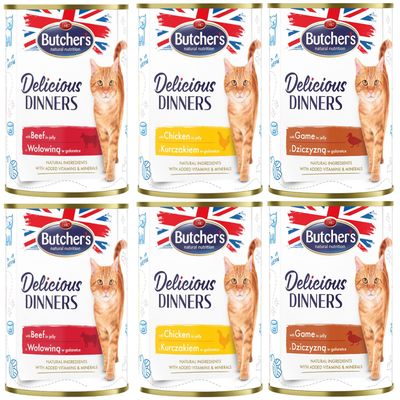 Butcher's Delicious Dinners Sensitive mix smaków w galaretce adult 400 g × 6