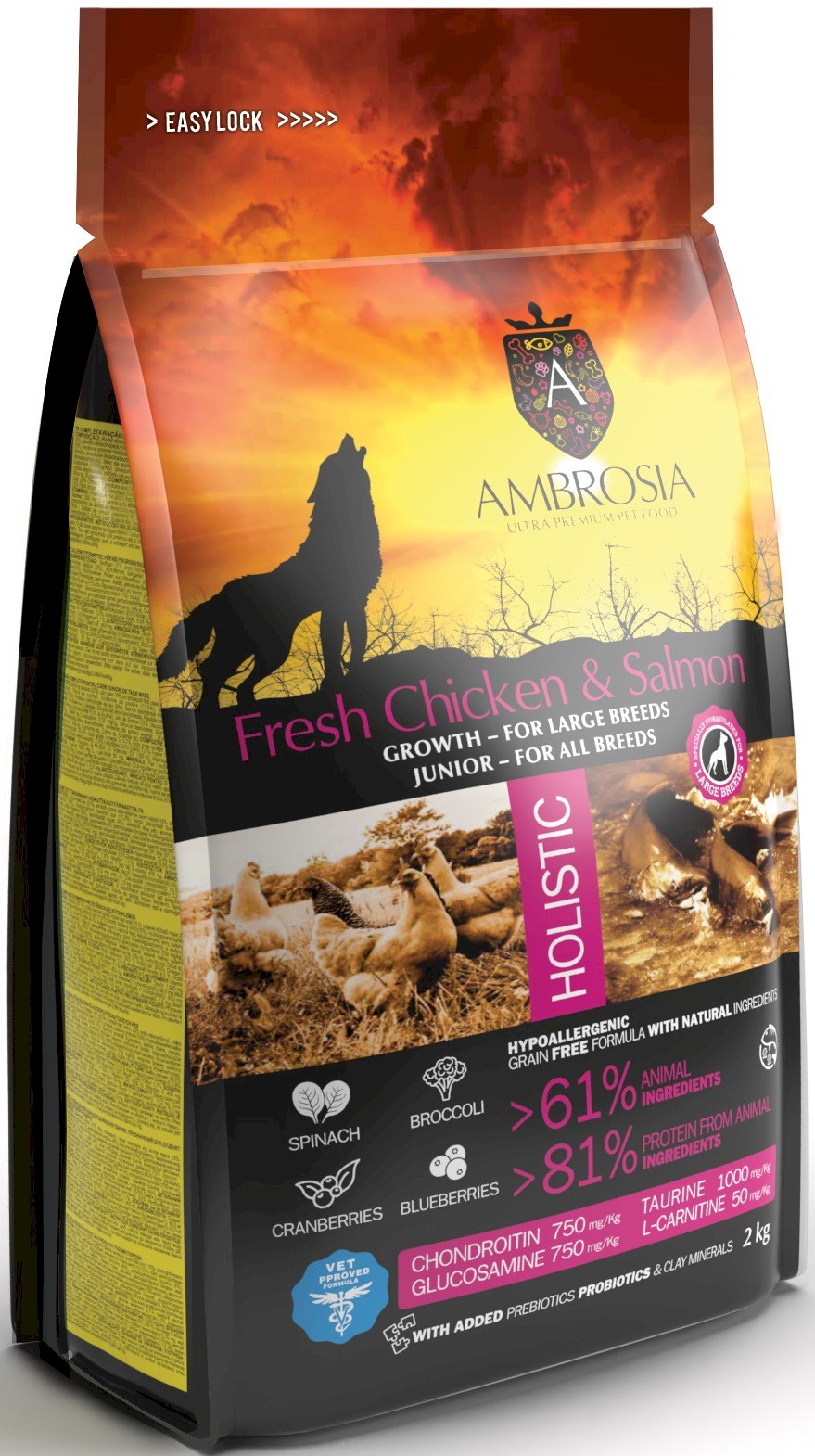 Ambrosia kurczak, łosoś puppy duże rasy 2 kg