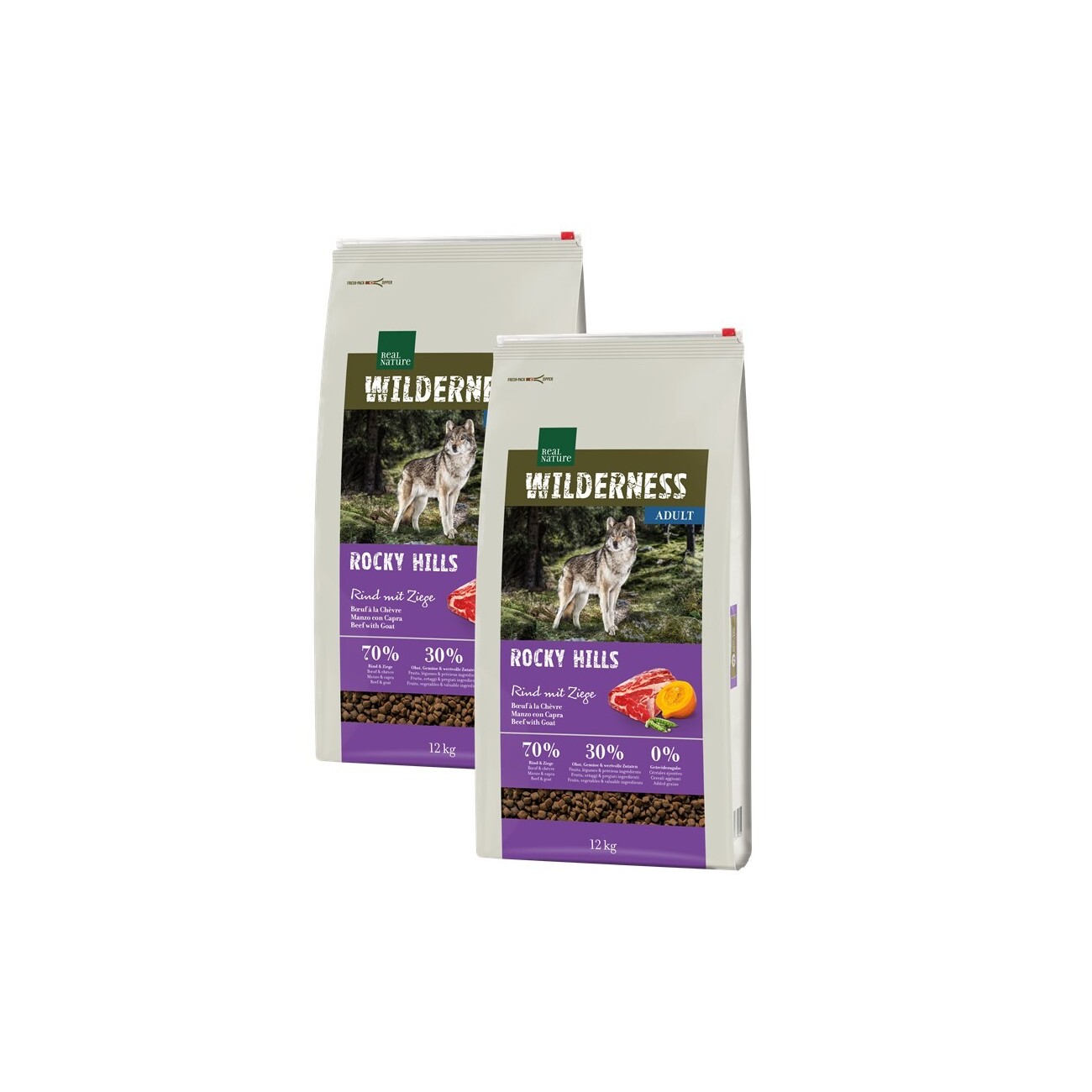 REAL NATURE Wilderness koźlina, wołowina 12 kg × 2