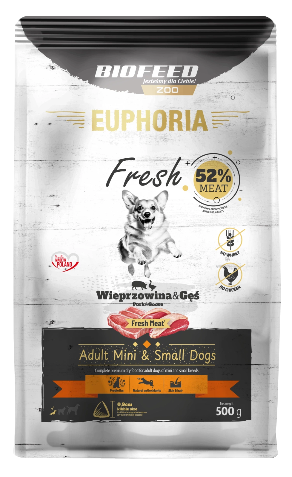 BioFeed Euphoria Fresh Meat wieprzowina, gęś adult małe rasy 500 g