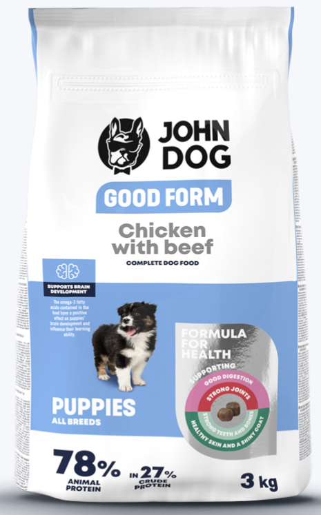 John Dog Good Form kurczak, wołowina puppy 3 kg