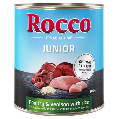 Rocco drób, dziczyzna z ryżem junior 800 g × 6