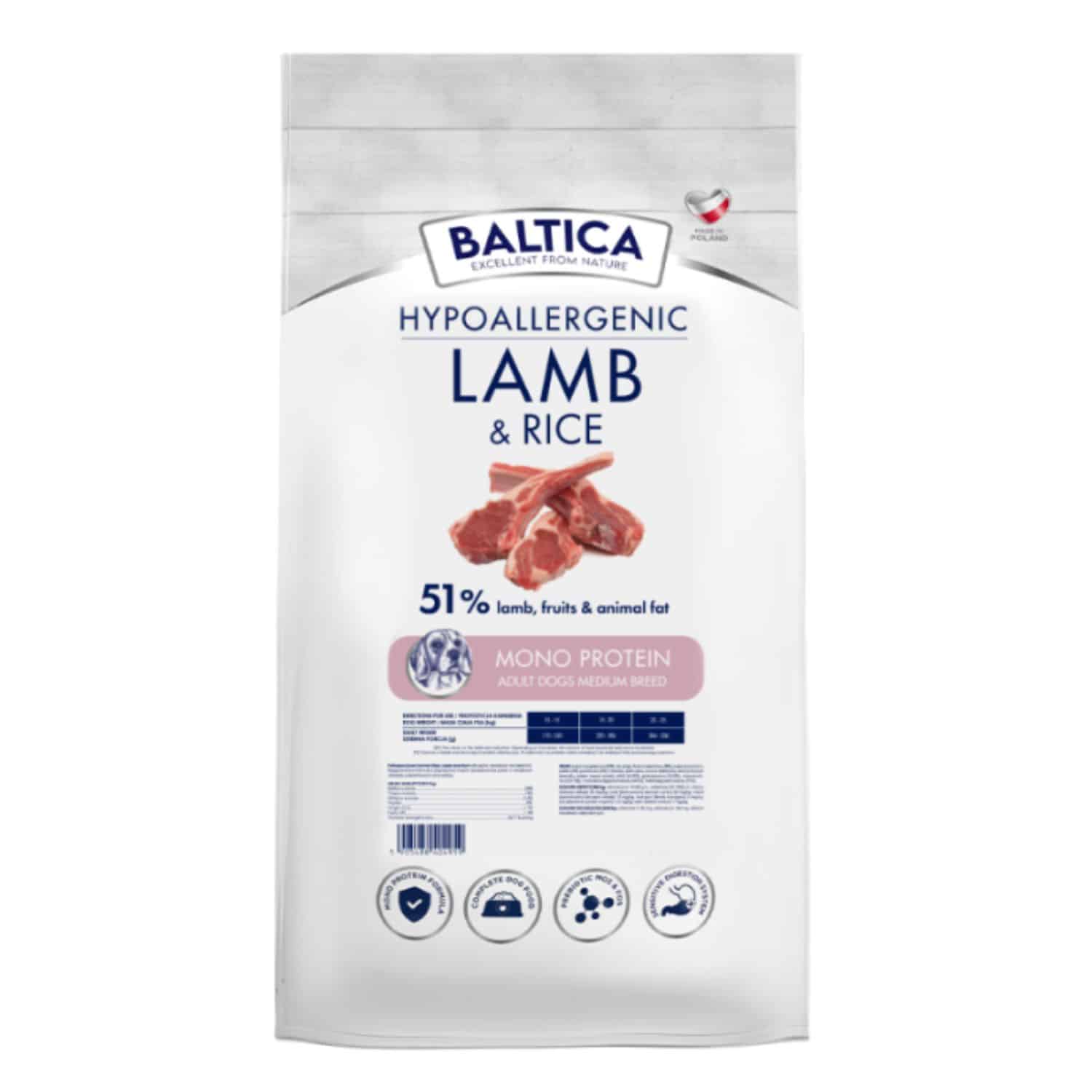 Baltica Monoprotein jagnięcina z ryżem adult średnie rasy 3 kg