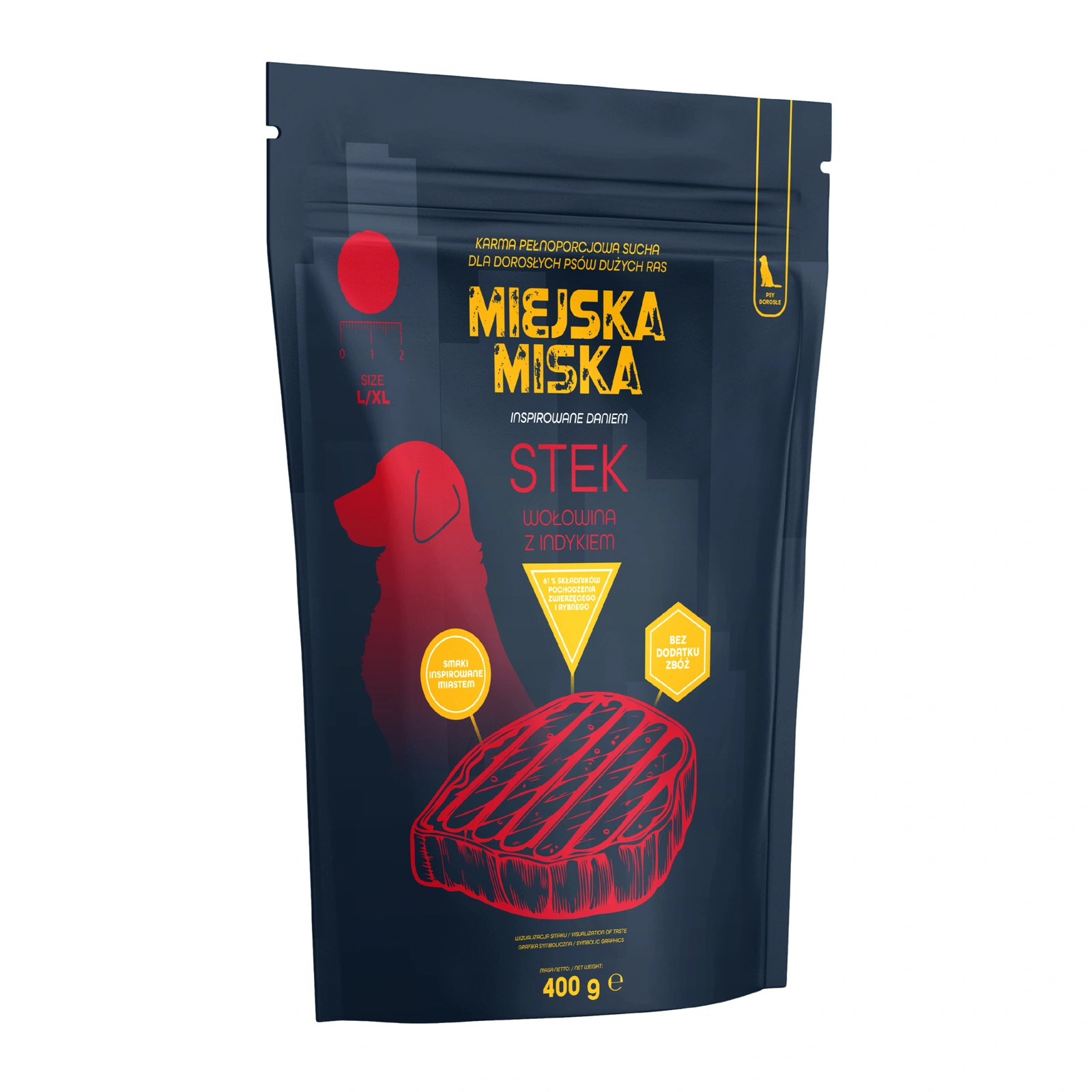 Gaczoo Miejska Miska wołowina adult duże rasy 400 g