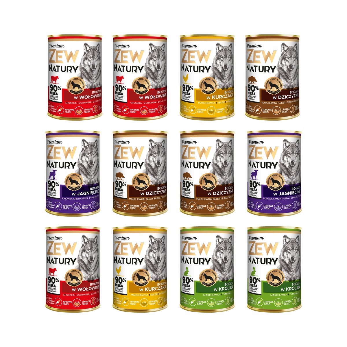 Zew Natury Premium dziczyzna, jagnięcina, królik, kurczak, wołowina 400 g × 12