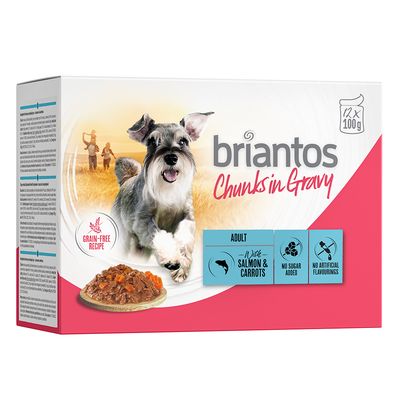 Briantos Chunks w sosie łosoś i marchewka adult 100 g × 12