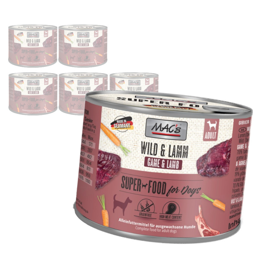 MAC's Dog dziczyzna, jagnięcina adult 200 g × 6