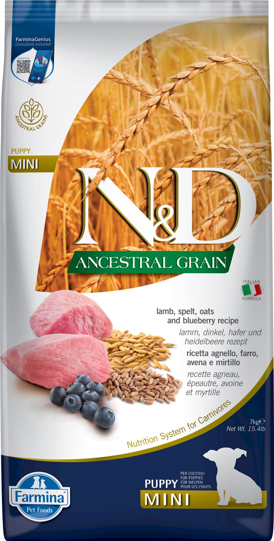 Farmina N&D Ancestral Grain jagnięcina puppy małe rasy 7 kg
