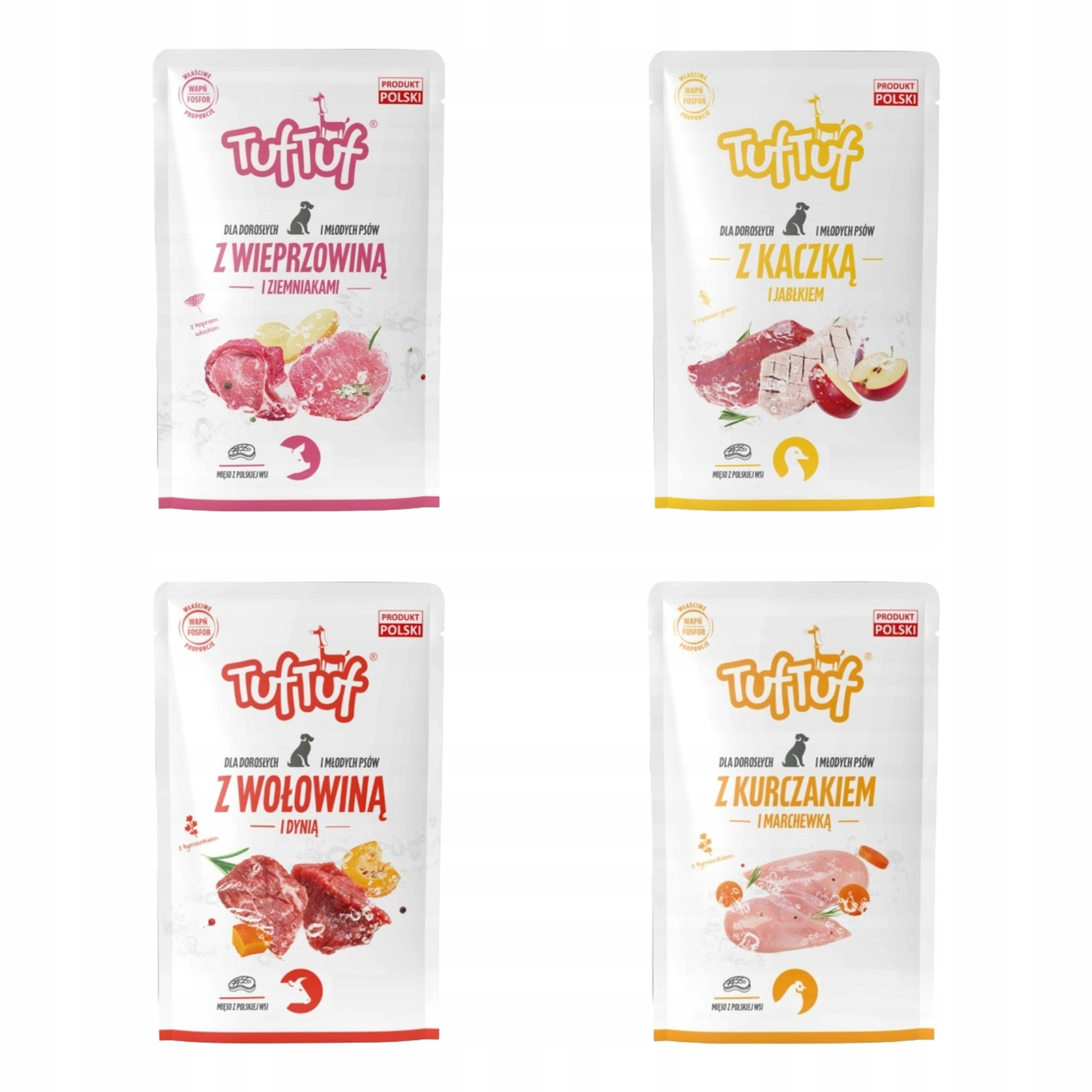 Tuf Tuf kaczka, kurczak, wieprzowina, wołowina 100 g × 4