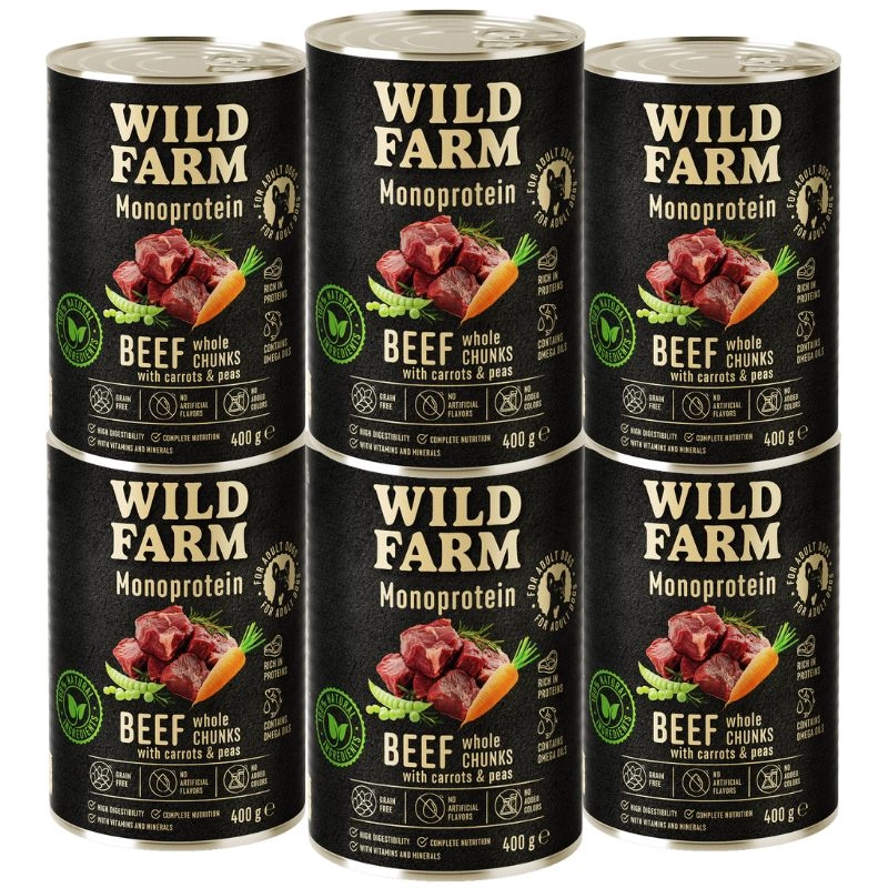 Wild Farm Monoprotein wołowina adult 400 g × 6