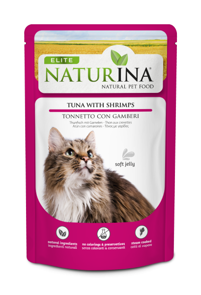 Naturina Elite krewetki, tuńczyk kawałki adult 70 g